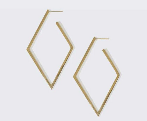 Dimond Shape Gold Hoop Earrings