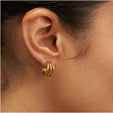 Triple Hoop Gold Earrings