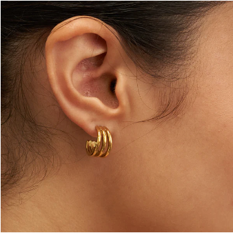 Triple Hoop Gold Earrings