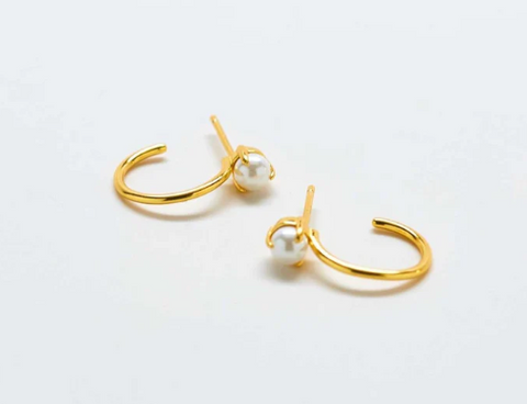 Pearl Hoop Mini Earrings