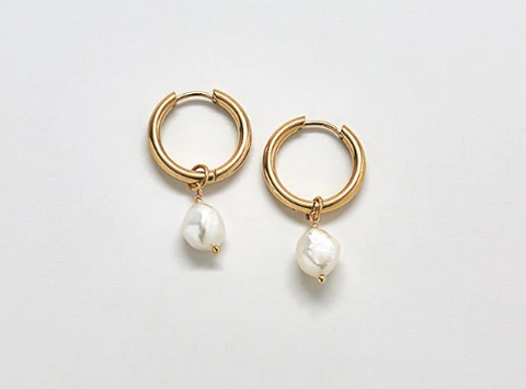 Mini Freshwater Pearl Huggie Earrings